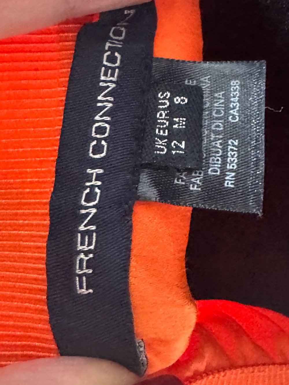 NWOT French Connection Pleated Pull-on Colorblock Orange Peach Midi Skirt Medium - Picture 4 of 6